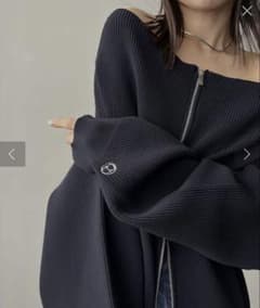 Wジップボートネックニット カプリシュレマージュ ネイビーのサムネイル