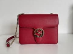 GUCCI インターロッキングG チェーンショルダーバッグ レッドのサムネイル