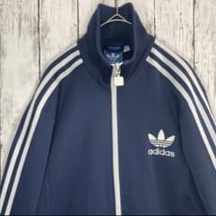 Adidas originals トラックジャケット　ネイビー　Lサイズ　刺繍のサムネイル