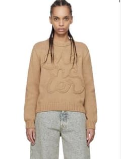 MONCLER ロゴ刺繍 クルーネック ニット ベージュのサムネイル