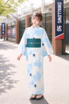 限定生産レアなお品　東京ヤクルトスワローズ 浴衣単品 つばめストライプ柄ゆかた 限定生産レアなお品 東京ヤクルトスワローズ 浴衣単品 つばめ