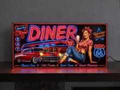 オーダー無料】アメリカン ダイナー ルート66 看板 置物 雑貨 ライト