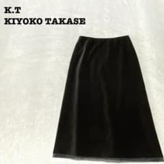 DE0086【ケーティーキヨコタカセ】スカート【9】ベロア ミモレ丈オーガンジー