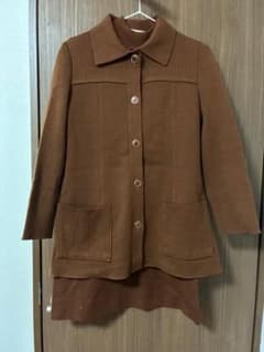 ブラウン ジャケット ワンピース セット 昭和 レトロ 古着 ビンテージのサムネイル