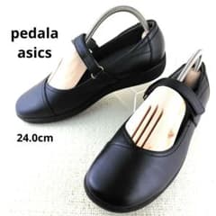 未使用級 pedala asics ストラップ パンプス 黒 メリージェーン - メルカリ
