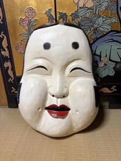 特大おたふく おかめ 木製 木彫り 置物 オブジェ - メルカリ