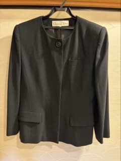 【最高級】【11】Christian Dior ノーカラージャケット レディース Christian Dior ノーカラージャケット ブラック 11号 - メルカリ