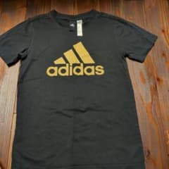 adidas アディダス キッズ　Tシャツ 140cm ブラック ゴールドのサムネイル