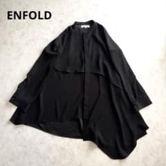 美品✨ENFOLD エンフォルド PEツイル フレア シャツ ブラック 38 