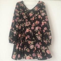 イング 花柄 黒 ミニワンピース♡のサムネイル