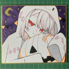 ミニ色紙 オリジナルイラスト ハロウィン 一点物 原画 女の子 No.18