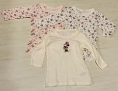ディズニー ミニーちゃん 長袖 肌着 3枚まとめ売り 80