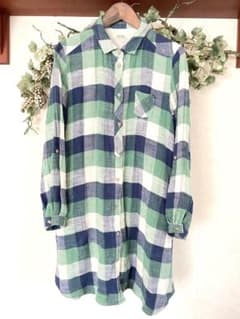 【No.5094】麻混 ザックリ素材 春物 長袖 ロングシャツのサムネイル