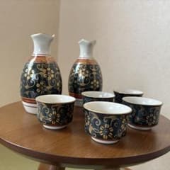 九谷仙守 青粒鉄仙 酒器 7点 箱付き 徳利 お猪口 - メルカリ