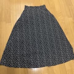花柄 Aラインスカート ロング丈 ブラックのサムネイル