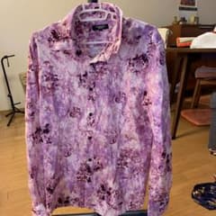 トルネードマート花柄 紫色 長袖ドレスシャツのサムネイル
