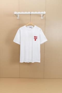 MIU MIU ロゴ ハートプリント 半袖Tシャツ 白 M - メルカリ