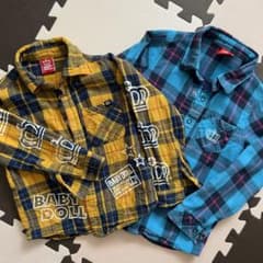 ベビードール　チェックシャツ　長袖　2枚セットのサムネイル