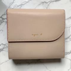 agnes b. アニエスベー　ベージュ 二つ折り財布 agnes b. アニエスベー 二つ折り財布 グレージュ アシンメトリー 財布