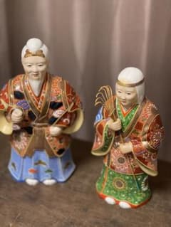 九谷焼 高砂人形 翁媼 夫婦 一対 色絵金彩 縁起物 置物 約27cm - メルカリ
