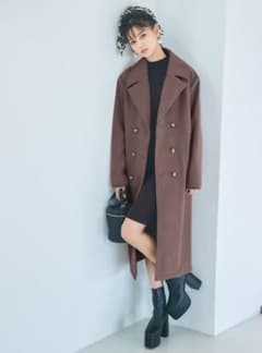 GRL コート リボンベルト付きパイピングダブルコートのサムネイル