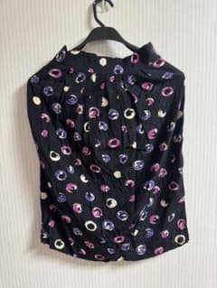 総柄スカート ネイビー レトロ カラフル ピンク パープル フレアスカート 古着のサムネイル