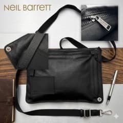 極美品 ニールバレット レザー ショルダーバッグ サコッシュ 黒 本革 