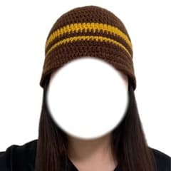 ハンドメイド ニット帽 クロシェハット ブラウン イエローのサムネイル