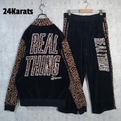 24karats☆ベロア セットアップ レオパード ロゴ刺繍 EXILE 訳あり