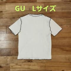 GU メローリブトップス ホワイト 半袖　Lのサムネイル