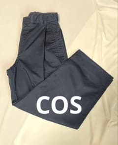 【値下げ】COS ツータック ワイドレッグパンツ ネイビー 44のサムネイル