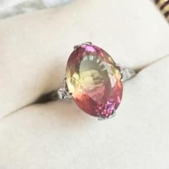 昭和レトロ ヴィンテージリング 指輪 千本透かし マルチカラー バイ