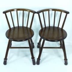 希少品　コイズミ　ウィンザーチェア　ダイニングチェア　丸座面　レトロ　2脚セット 希少品 コイズミ ウィンザーチェア ダイニングチェア 丸座面 レトロ 2