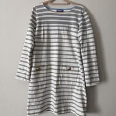 バーバリーブルーレーベル ストライプ柄コットン長袖ワンピース