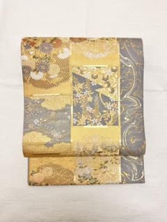 美品 袋帯 グレー 金 訪問着 色留袖 s202602104 - メルカリ