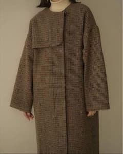 eaphi no collar wool check coat エフィ コート eaphi(エフィ) no collar wool check coat - メルカリ