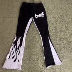 CREEP フレア スウェットパンツ ブラック ホワイトのサムネイル