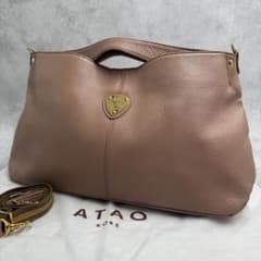 美品✨ATAO エルヴィ 2wayレザー ショルダー バッグ ピンクベージュ
