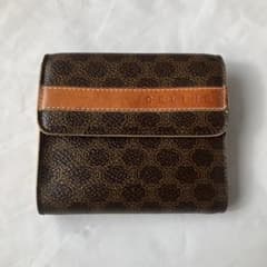 CELINE 二つ折り財布 がま口 オールドセリーヌ マカダム柄 レザー