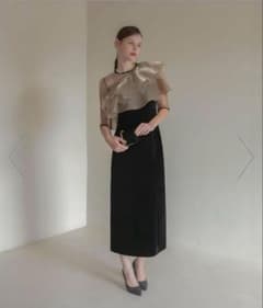 アシンメトリーティアードフリル3WAYベロアワンピースドレス leja S