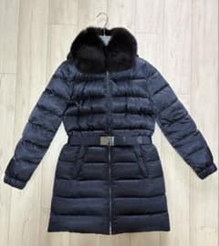 PRADA プラダ ダウンコート リアルファー ベルト付 ネイビー 42のサムネイル