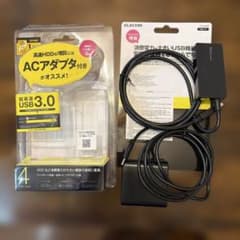 ELECOM U3H-A408Sアダプター付き3.0USBハブ　黒色のサムネイル