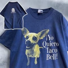BFPP アドバタイジング Tシャツ 古着 ネイビー タコベル 犬 チワワ 