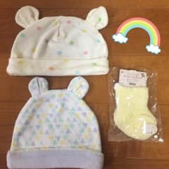 新生児 帽子 靴下 3点セットのサムネイル
