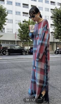 Ameri BIGCHECK LACE UP KNIT DRESSのサムネイル