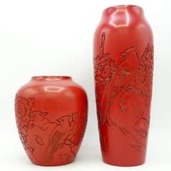 村上木彫堆朱 村上堆朱 花瓶 花鳥図 漆器 伝統的工芸品 - メルカリ