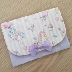 ハンドメイド 移動ポケット ユニコーン ラベンダーストライプのサムネイル
