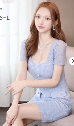 【dazzy store】総レース パールビジューボタン 半袖タイトミニ丈ドレスのサムネイル