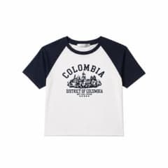 コロンビア プリントTシャツ 短丈 紺 白 半袖 Vネック SPINNSのサムネイル