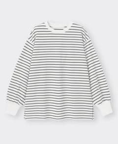 GU ボーダー長袖Tシャツ ホワイト ブラックのサムネイル